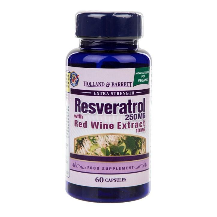 Holland & Barrett Resveratrol 250mg with Red Wine Extract 10mg 60 capsules - BeesActive Australia