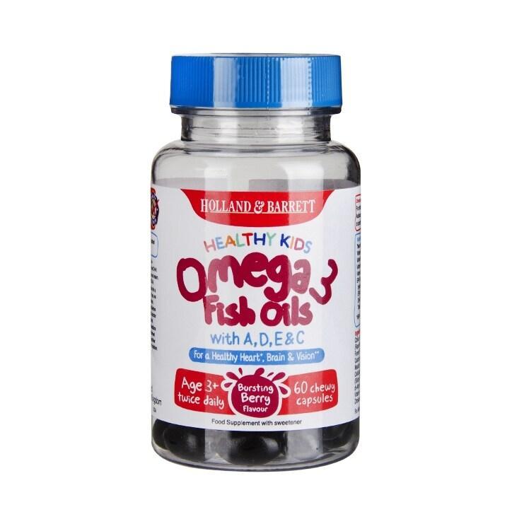 Holland & Barrett Healthy Kids Omega 3 Fish Oils with A,D,E & C Bursting Berry Flavour Chewy Capsules - BeesActive Australia