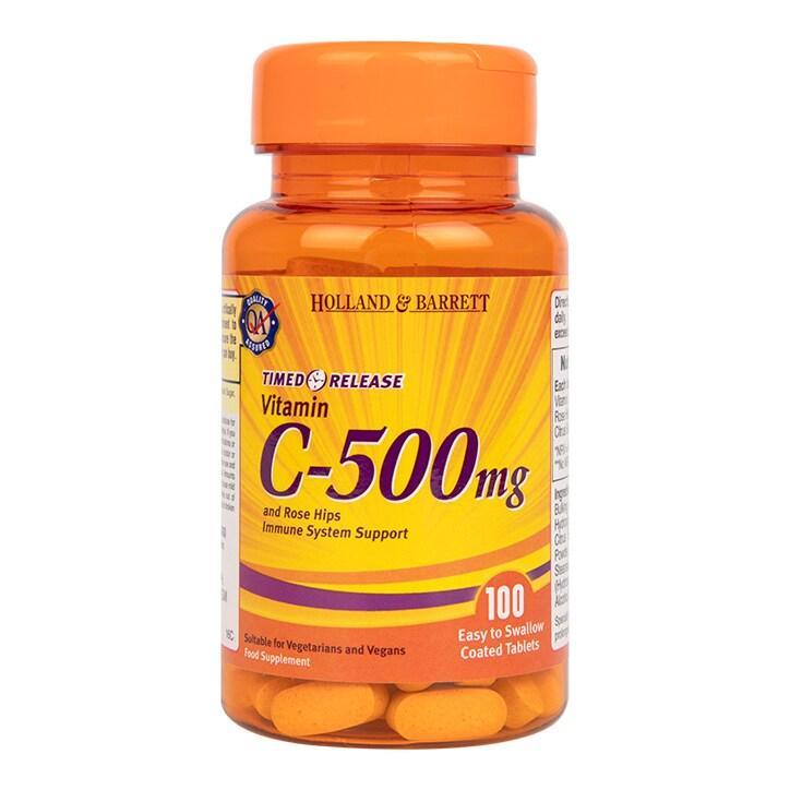 Holland & Barrett Vitamin C Timed Release with Rose Hips 100 Tablets 500mg - BeesActive Australia