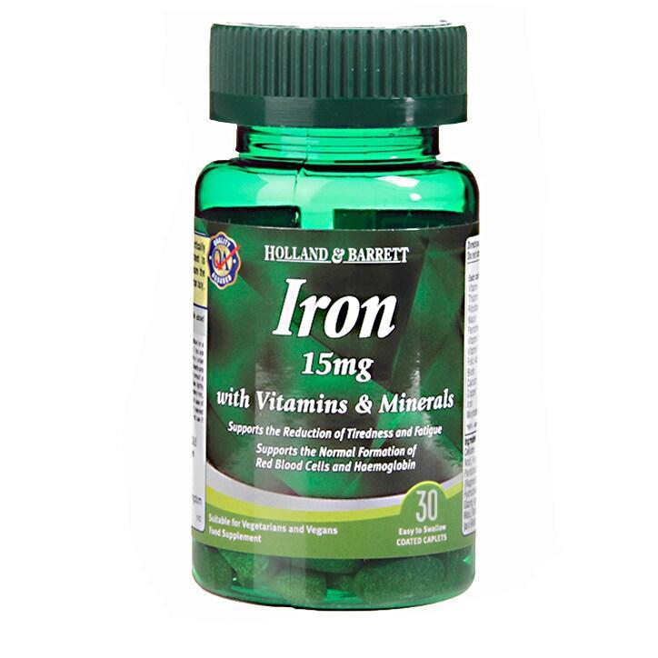 Holland & Barrett Iron 15mg with Vitamins & Minerals 30 Caplets - BeesActive Australia