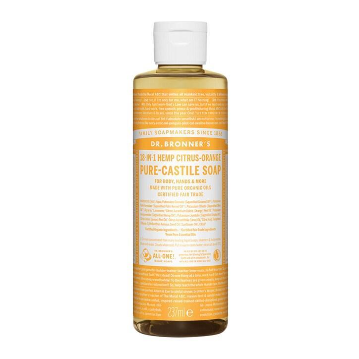 Dr Bronner's Citrus Orange Pure-Castile Liquid Soap 237ml - BeesActive Australia