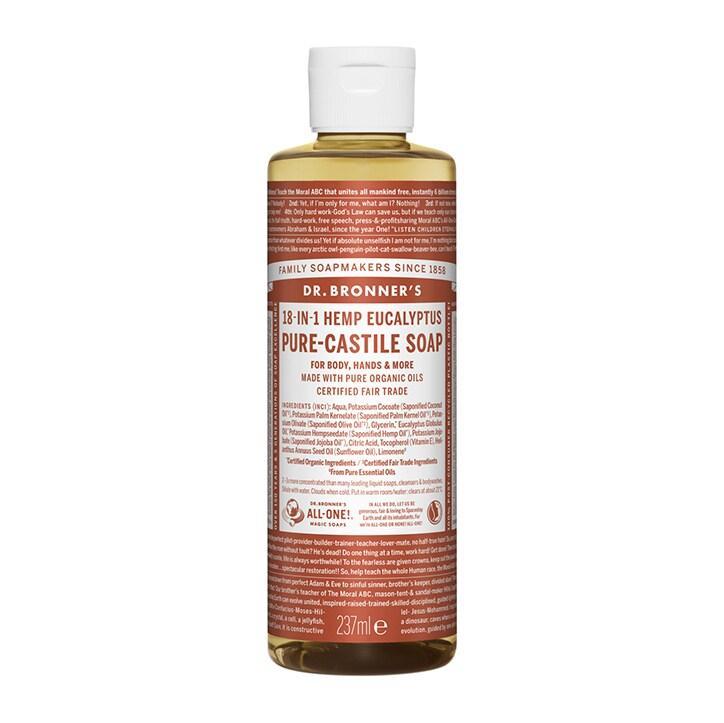 Dr Bronner's Eucalyptus Pure-Castile Liquid Soap 237ml - BeesActive Australia
