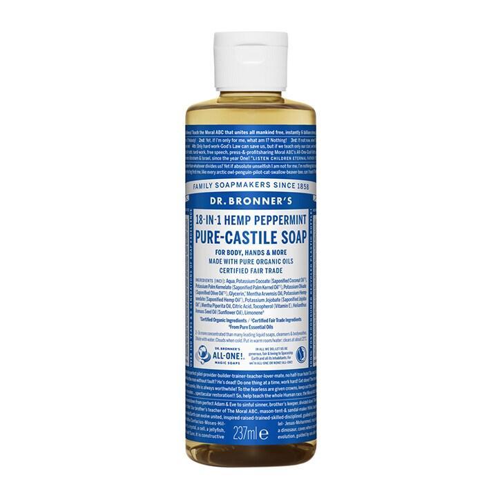 Dr Bronner's Peppermint Pure-Castile Liquid Soap 237ml - BeesActive Australia