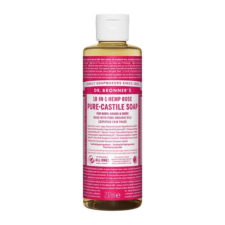Dr Bronner's Rose Pure-Castile Liquid Soap 237ml - BeesActive Australia