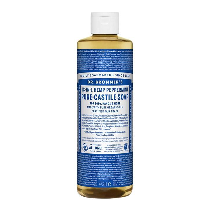 Dr Bronner's Peppermint Pure-Castile Liquid Soap 473ml - BeesActive Australia