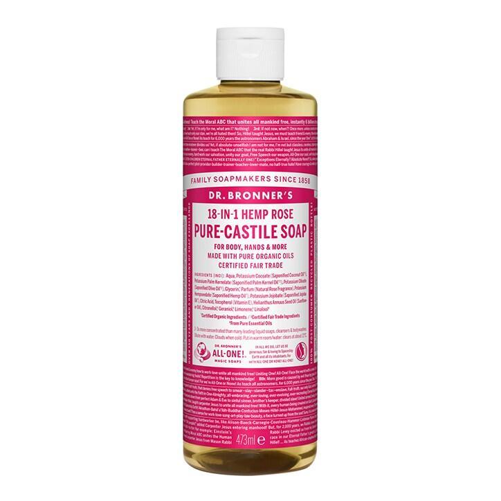 Dr Bronner's Rose Pure-Castile Liquid Soap 473ml - BeesActive Australia