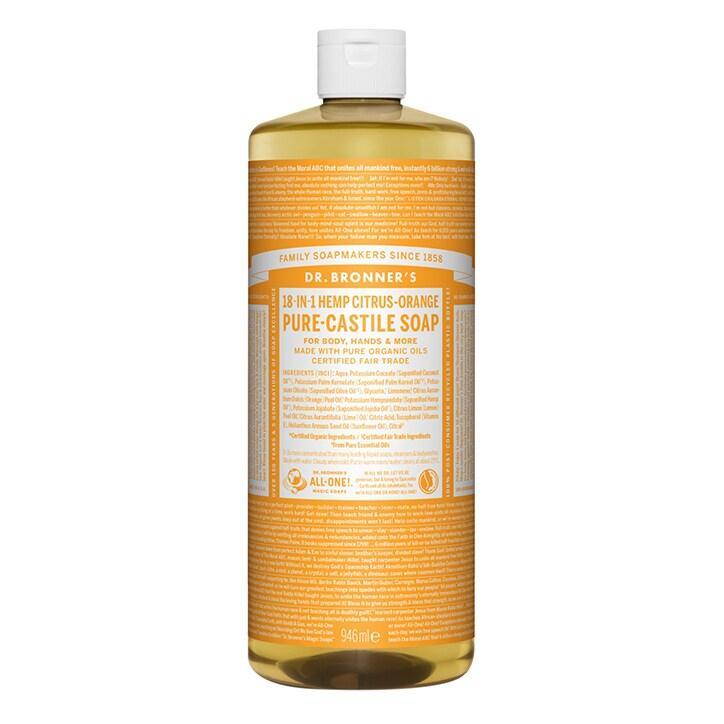 Dr Bronner's Citrus Orange Pure-Castile Liquid Soap 946ml - BeesActive Australia