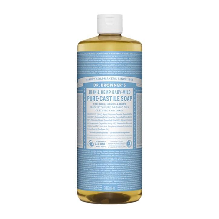 Dr Bronner's Baby Unscented Pure-Castile Liquid Soap 946ml - BeesActive Australia