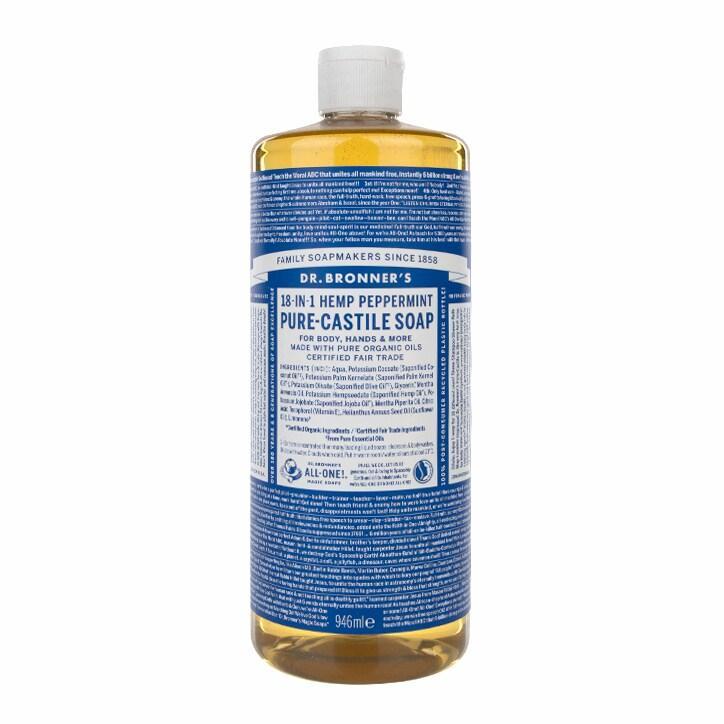 Dr Bronner's Peppermint Pure-Castile Liquid Soap 946ml - BeesActive Australia