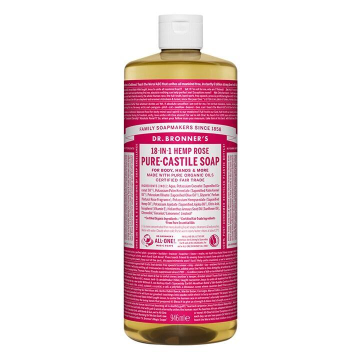 Dr Bronner's Rose Pure-Castile Liquid Soap 946ml - BeesActive Australia