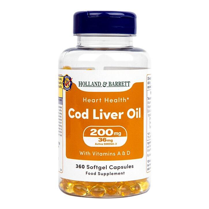 Holland & Barrett Cod Liver Oil 200mg 360 Capsules - BeesActive Australia