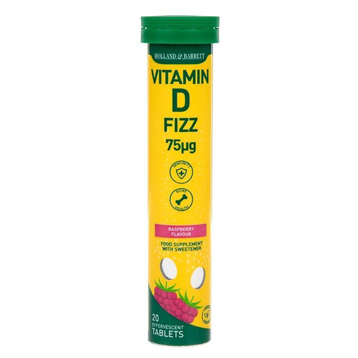 Holland & Barrett Vitamin D3 75ug Raspberry Flavour Effervescent 20 Tablets - BeesActive Australia