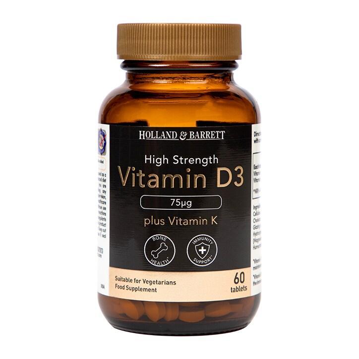 Holland & Barrett Vitamin D3 75ug plus 100ug K2 60 Tablets - BeesActive Australia