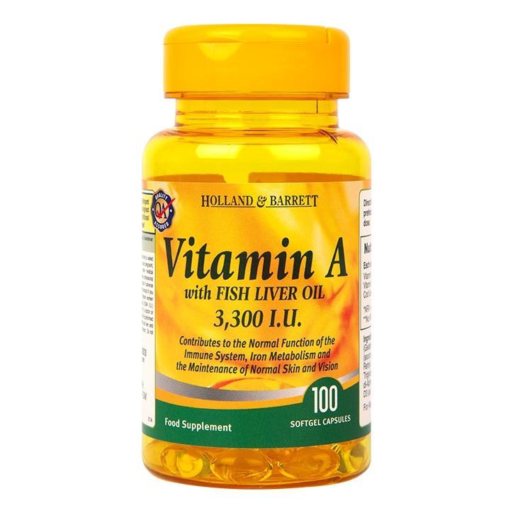 Holland & Barrett Vitamin A 3300 I.U Softgel 100 Softgel Capsules - BeesActive Australia
