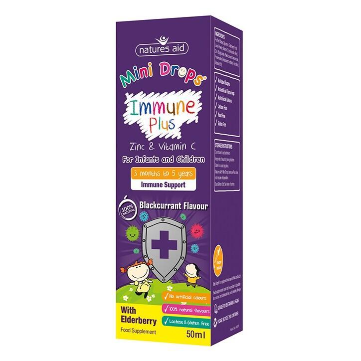 Natures Aid Mini Drops Children's Immune Plus Blackcurrant Flavour Supplement 50ml - BeesActive Australia