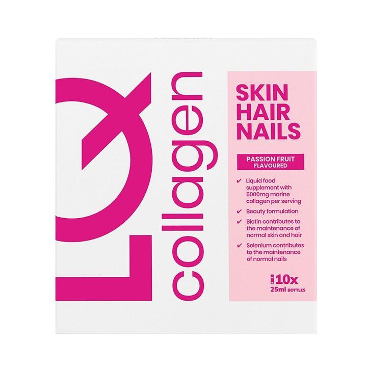 LQ Skin Hair Nails Collagen Passion Fruit Flavoured Liquid Supplement 10x25ml Shots - BeesActive Australia