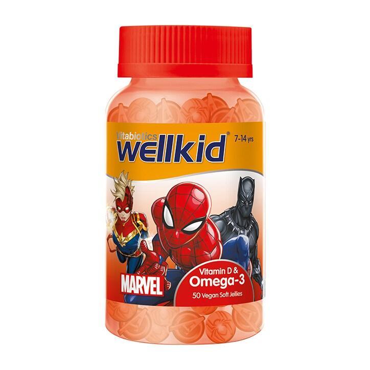 Vitabiotics Wellkid Marvel Vit D Omega 7-14 years 50 Vegan Soft Jellies - BeesActive Australia