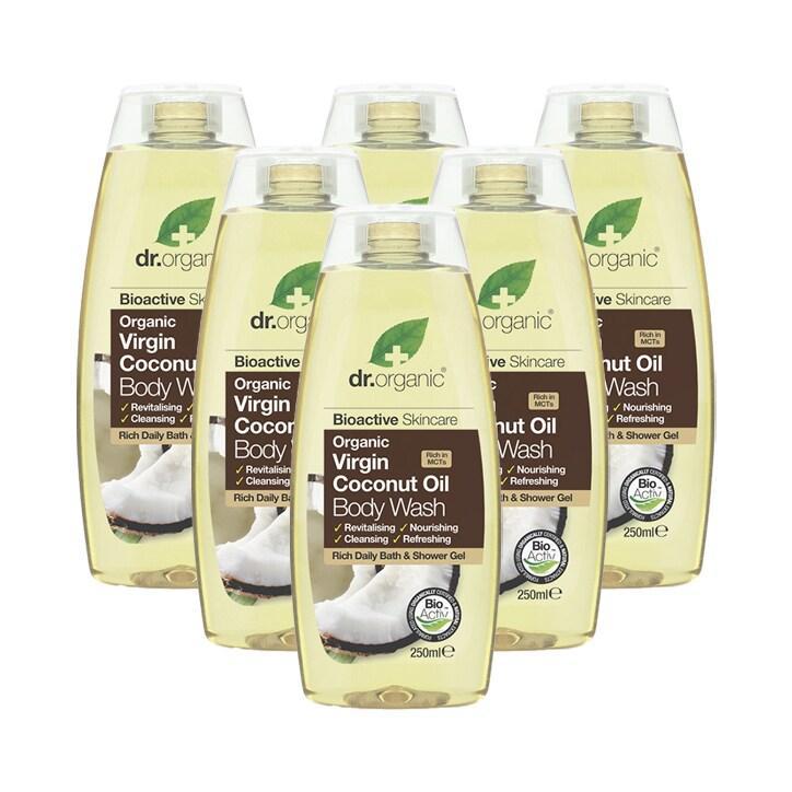 Dr Organic Organic Virgin Coconut Oil Body Wash Bundle 6 x 250ml - BeesActive Australia
