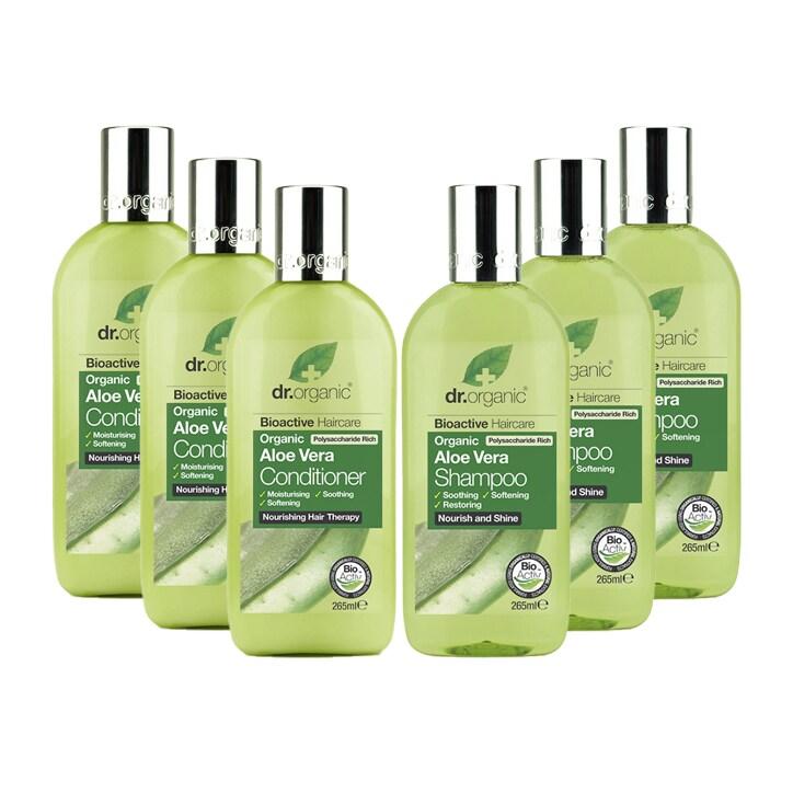 Dr Organic Aloe Vera Shampoo & Conditioner Bundle 6 x 265ml - BeesActive Australia