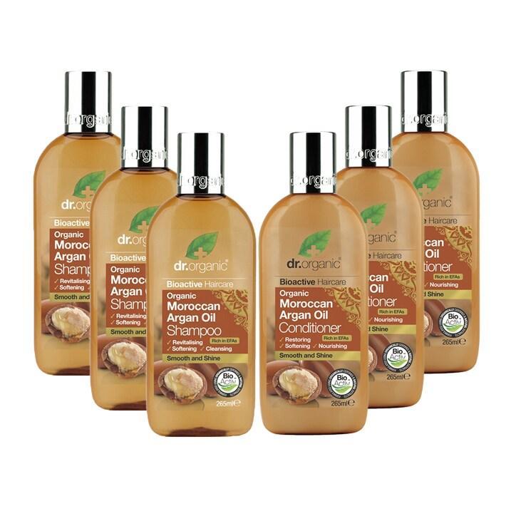 Dr Organic Moroccan Argan Oil Shampoo & Conditioner Bundle 6 x 265ml - BeesActive Australia