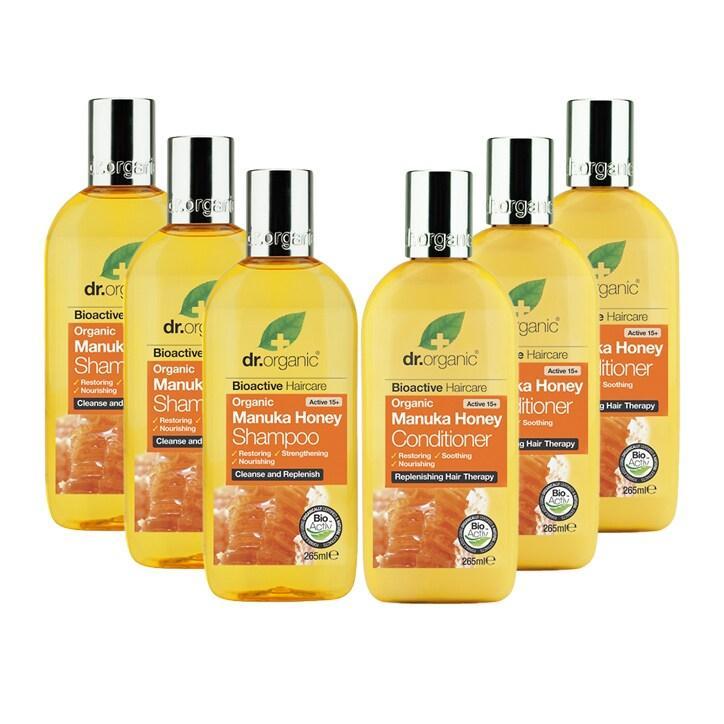 Dr Organic Manuka Honey Shampoo & Conditioner Bundle 6 x 265ml - BeesActive Australia