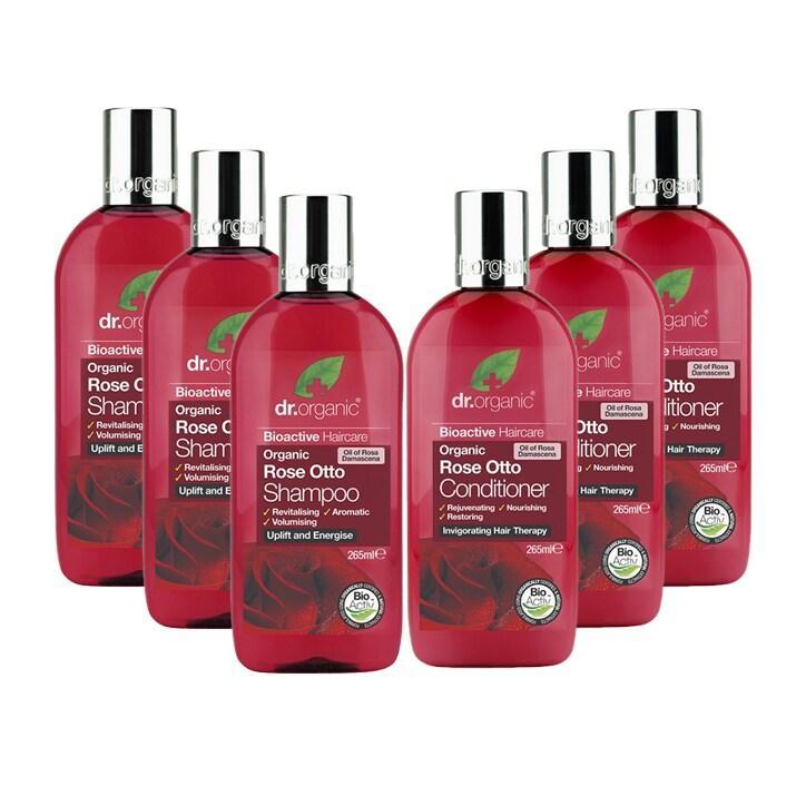 Dr Organic Rose Otto Shampoo & Conditioner Bundle 6 x 265ml - BeesActive Australia