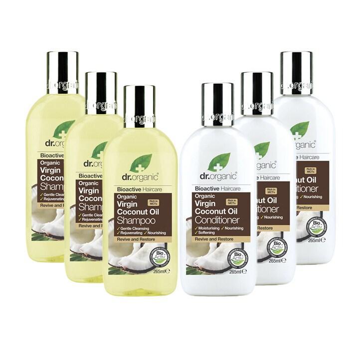 Dr Organic Virgin Coconut Oil Shampoo & Conditioner Bundle 6 x 265ml - BeesActive Australia