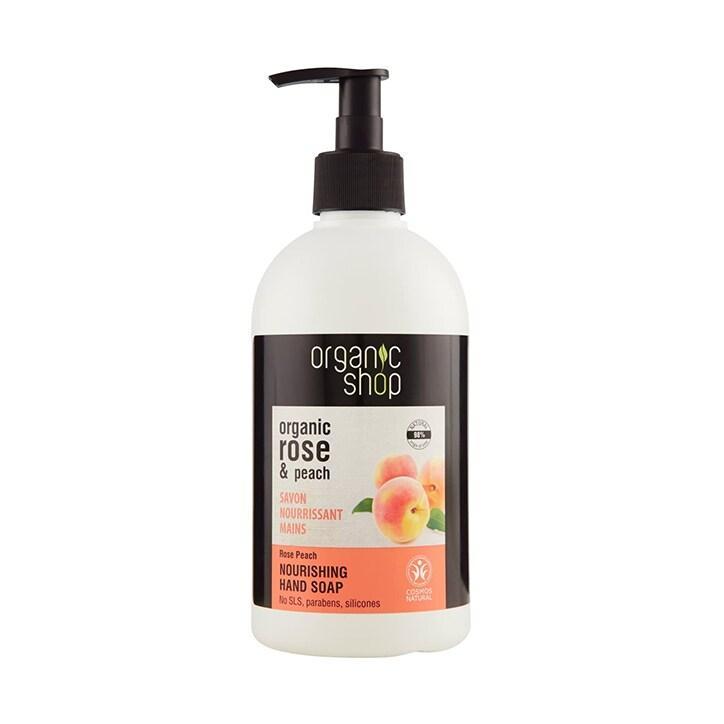 Organic Shop Nourishing Rose Peach Hand Soap 500ml - BeesActive Australia