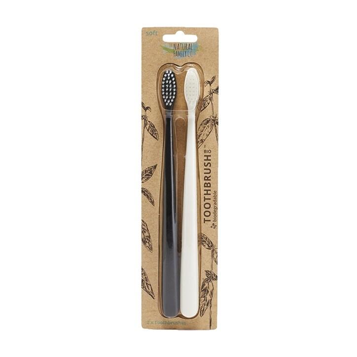 The Natural Family Co. Bio Toothbrush Twin Pack - Pirate Black & Ivory Desert - BeesActive Australia