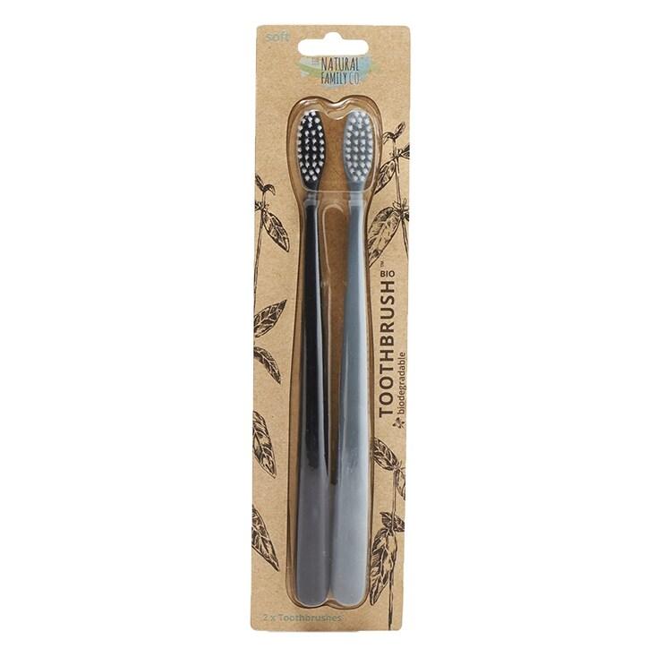 The Natural Family Co. Bio Toothbrush Twin Pack - Pirate Black & Monsoon Mist - BeesActive Australia