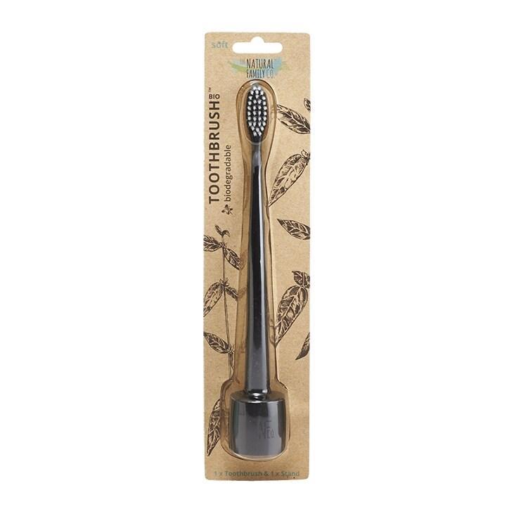 The Natural Family Co. Bio Toothbrush & Stand - Pirate Black - BeesActive Australia