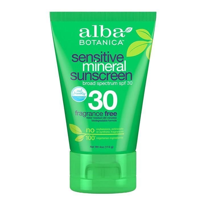 Alba Botanica Sensitive Mineral Fragrance Free SPF 30 Sunscreen 113g - BeesActive Australia