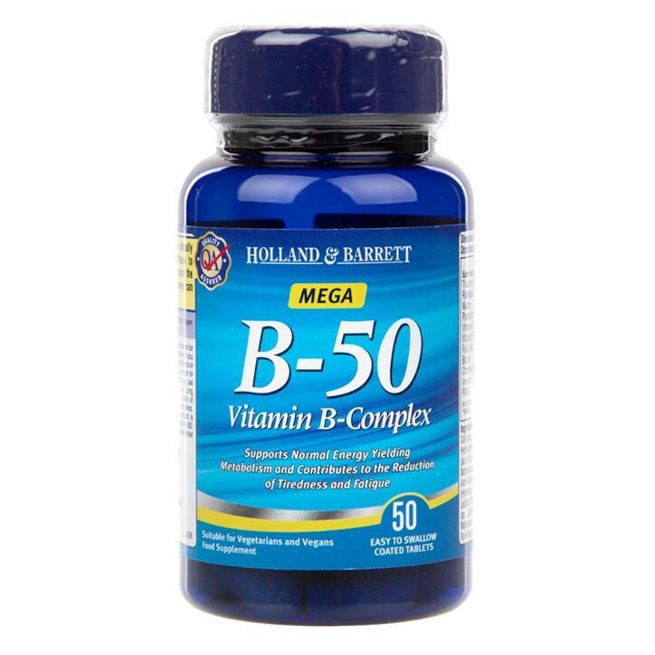 Holland & Barrett Mega B 50 Vitamin B Complex Caplets 50 Caplets - BeesActive Australia
