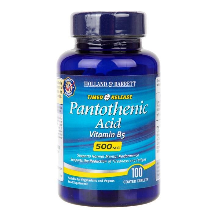 Holland & Barrett Timed Release Pantothenic Acid 100 Caplets 500mg - BeesActive Australia