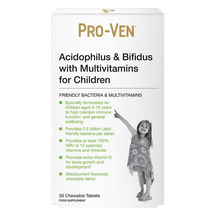 Pro-Ven Acidophilus & Bifidus with Multivitamins 30 Chewable Tablets for Children - BeesActive Australia