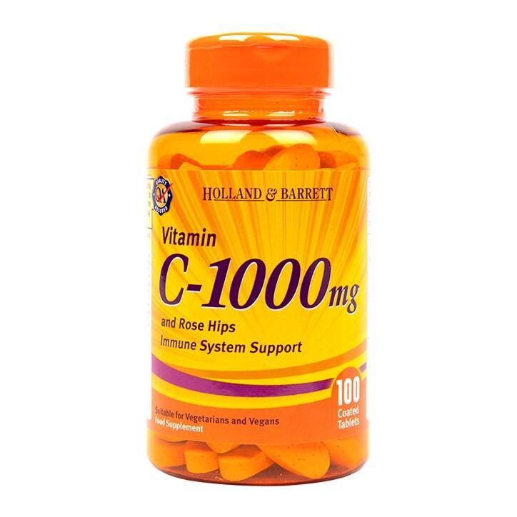 Holland & Barrett Vitamin C with Wild Rose Hips 100 Caplets 1000mg - BeesActive Australia