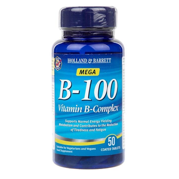 Holland & Barrett Mega B-100 Vitamin B Complex 50 Caplets - BeesActive Australia