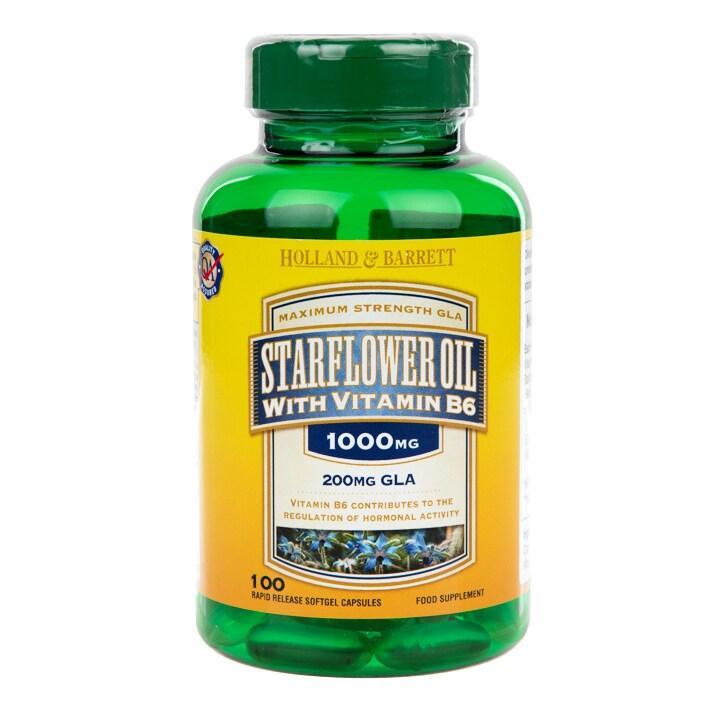 Holland & Barrett Starflower Oil 100 Capsules 1000mg with Vitamin B6 - BeesActive Australia