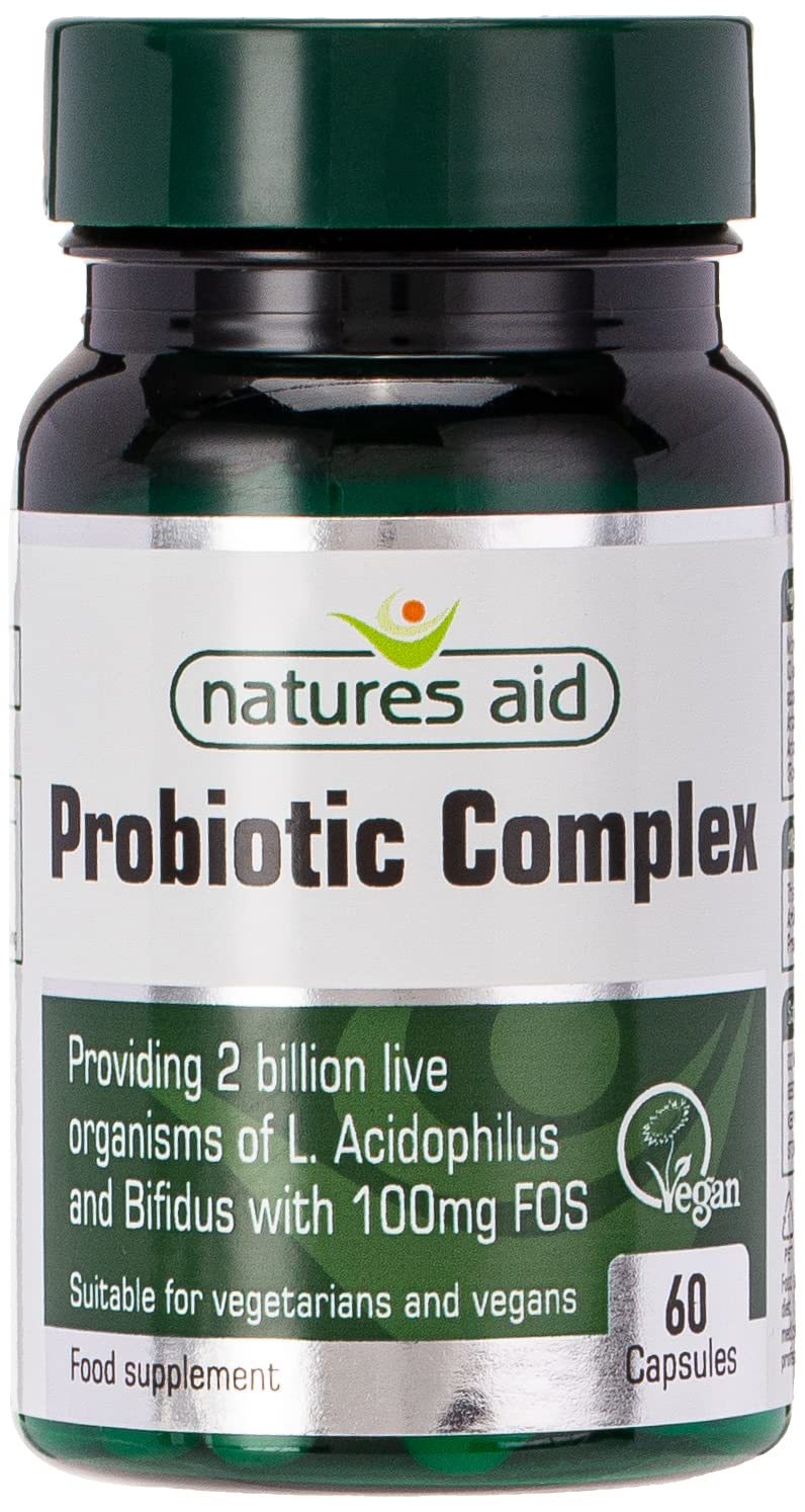 Natures Aid Microbiotic Complex (L.Acidophilus and Bifidus, with FOS), Vegan, 60 Capsules - BeesActive Australia