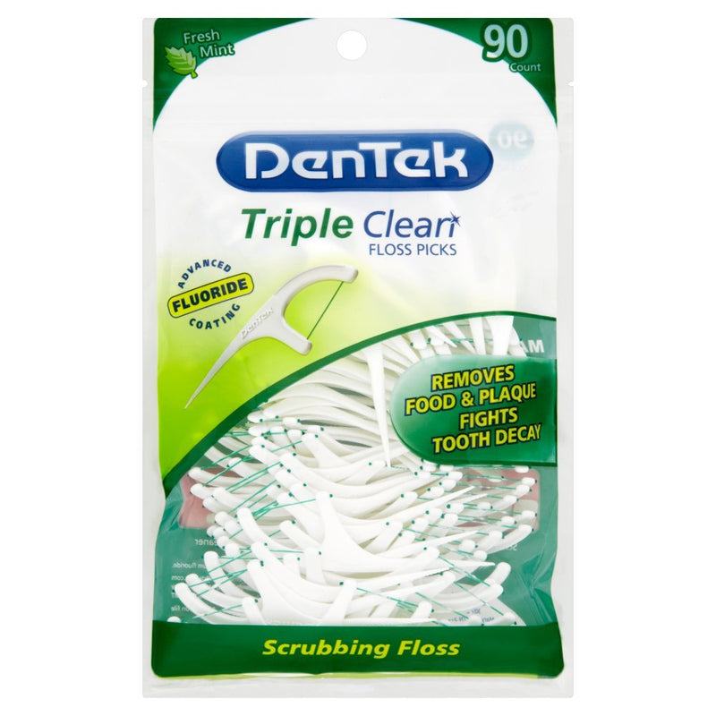 DenTek Triple Clean Disposable Fresh Mint Flossers - 90 (Colour Of The Product May Vary) 90 Count (Pack of 1) - BeesActive Australia