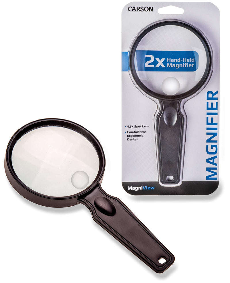 Carson MagniView Handheld 2x Magnifier with 4.5x Spot Lens 2x Magnification (3.25'' Lens Diameter) DS-36 - BeesActive Australia