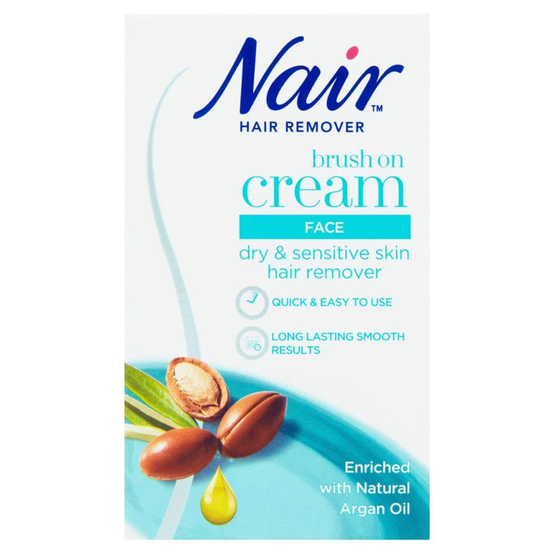 Nair Nourish Facial Brush-On - Hair Removal Cream for Face & Body - Ultra precision - for Dry & Sensitive Skin - with Argan Oil - 50ml - BeesActive Australia