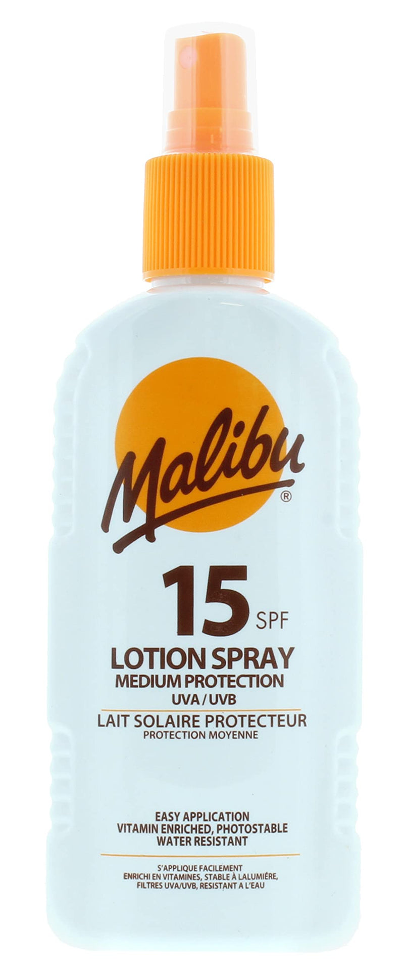 Malibu Medium Protection Sun Lotion Spray SPF15 With Vitamin E And Pro Vitamin B5 200 ml - BeesActive Australia
