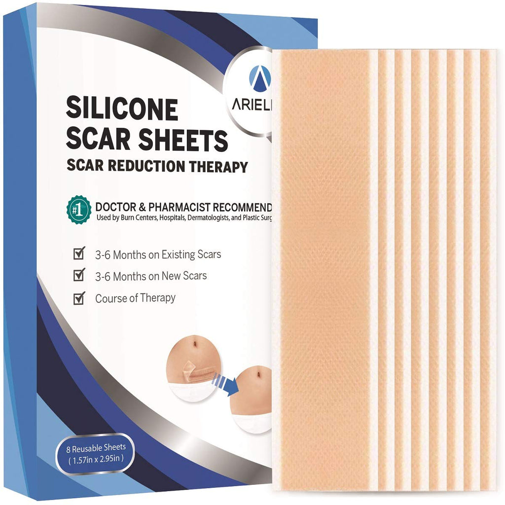 Ariella Professional Silicone Scar Sheets, Soften and Flattens Scars Resulting from Surgery, Scar Strips, 3"Ã—1.57", 8 Sheets - BeesActive Australia