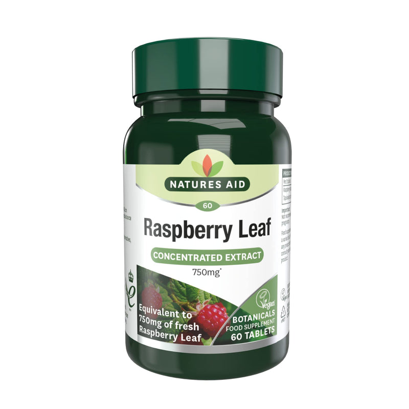 Natures Aid Raspberry Leaf, High Potency, Equivalent to 750 mg Dried Raspberry Leaf, Vegan, 60 Tablets - BeesActive Australia