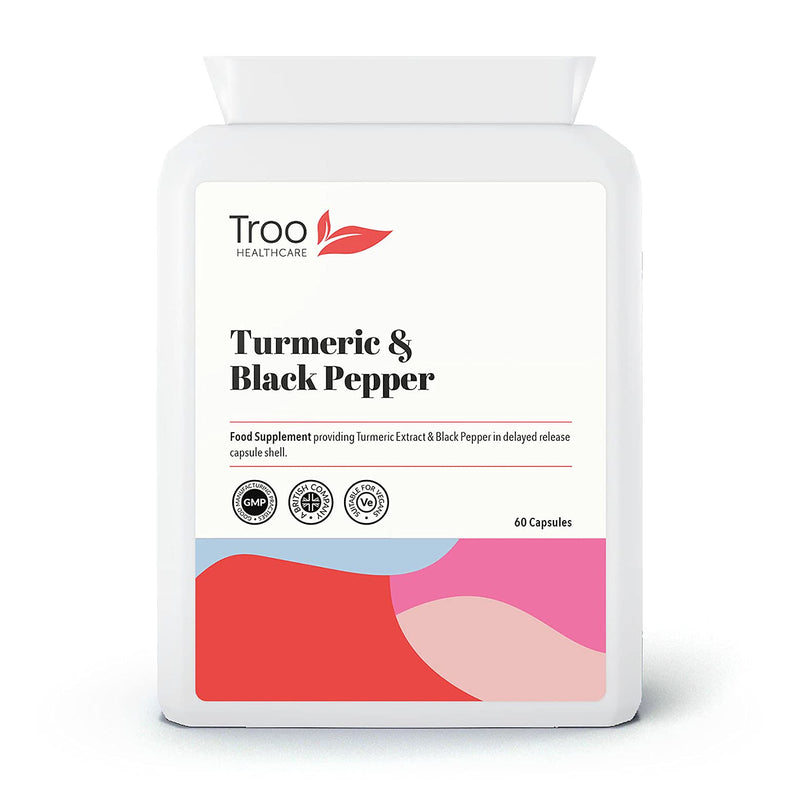 Turmeric Supplement (500 mg) - 60 Capsules with Black Pepper Extract Piperine | Provides 95% Standardisation of Curcumin | UK Manufactured - BeesActive Australia