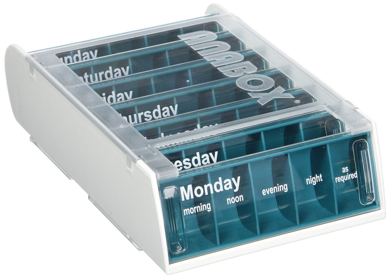 Anabox Weekly Pill Organiser, 7 Day Pill Box, Handy Organised Tablet Dispenser/Container, Blue, 19 x 12 x 5.4 cm - BeesActive Australia