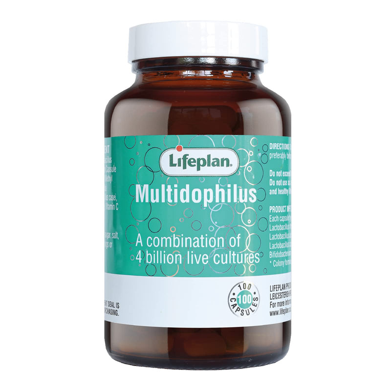 Lifeplan Multidophilus Live Cultures Supplement (100 Capsules) — 4 Billion CFU Per Capsule for Digestives 100 Count (Pack of 1) - BeesActive Australia