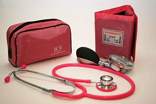 Aneroid Pink Sphygmomanometer With 1 Adult Cuff and Pink Stethoscope - Blood Pressure Monitor Kit - BeesActive Australia