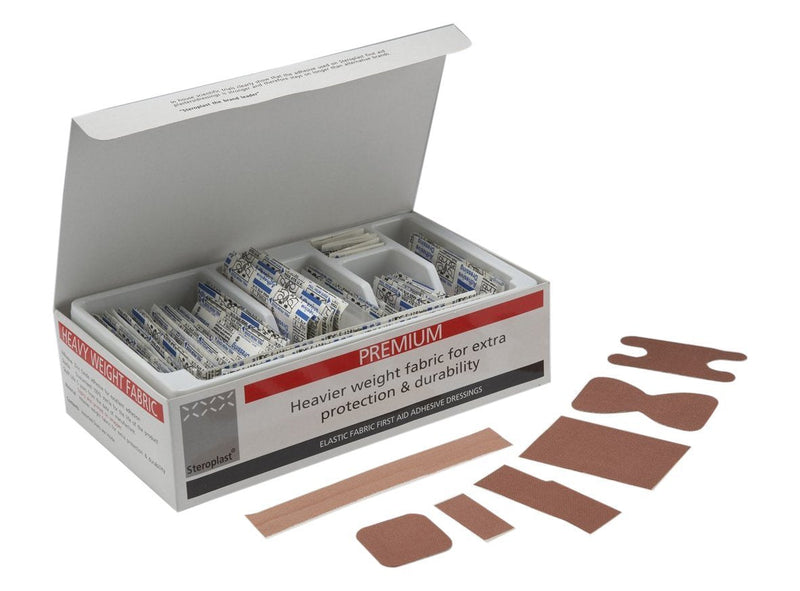 Sterostrip Steroplast Premium Elastic Fabric Plasters in 7 sizes - Pack of 100 Assorted - BeesActive Australia